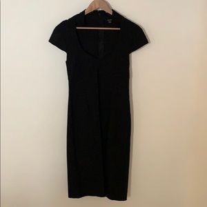 Back zipper stretchy black cocktail dress